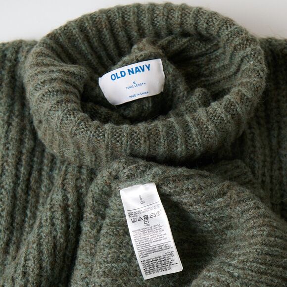 Old Navy Women’s S Ribbed Turtleneck Sweater Olive Green Knit Chunky Pullover - Picture 6 of 7